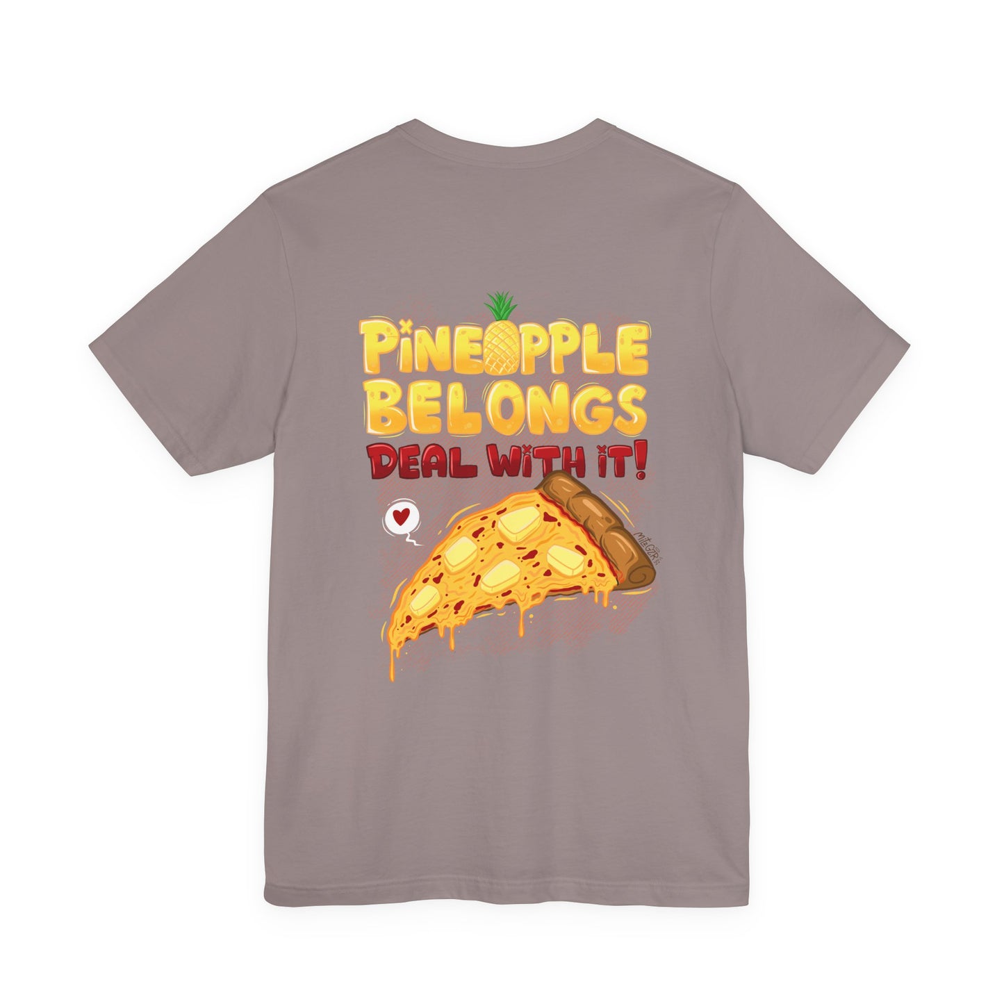 Pineapple Belongs | pizza shirt | funny back print tee | cartoon food T-shirt | unisex streetwear