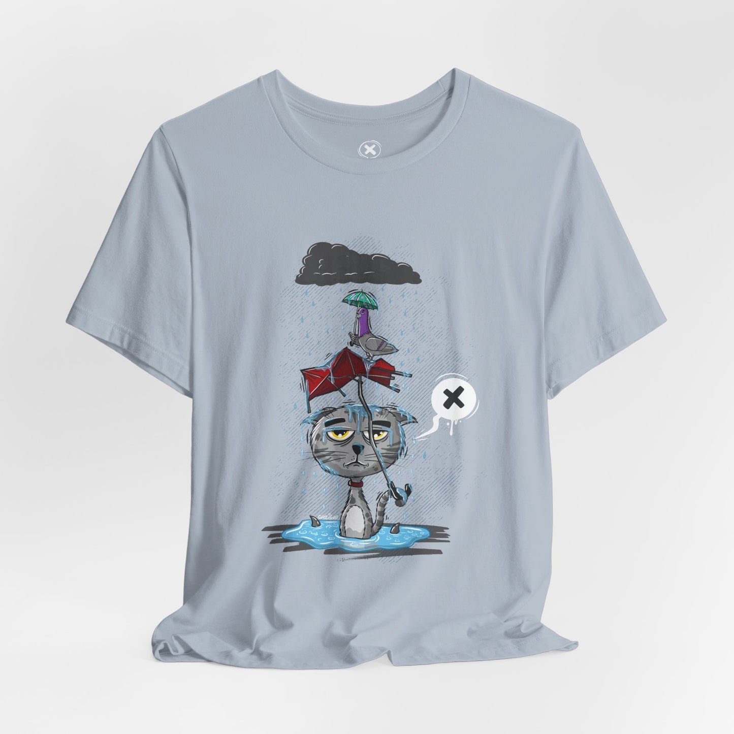 Grumpy Cat in the Rain | Unisex Shirt | Streetwear | Cartoon Graphic Tee | Funny Gift