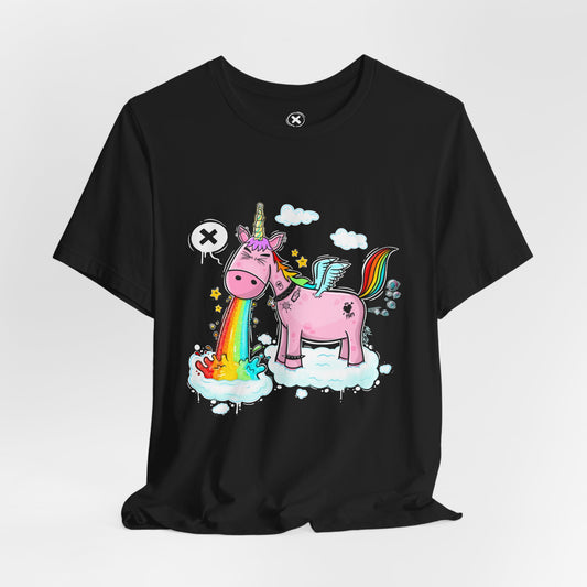 Puking Unicorn | Unisex Shirt | Streetwear | Cartoon Graphic Tee | Funny Gift