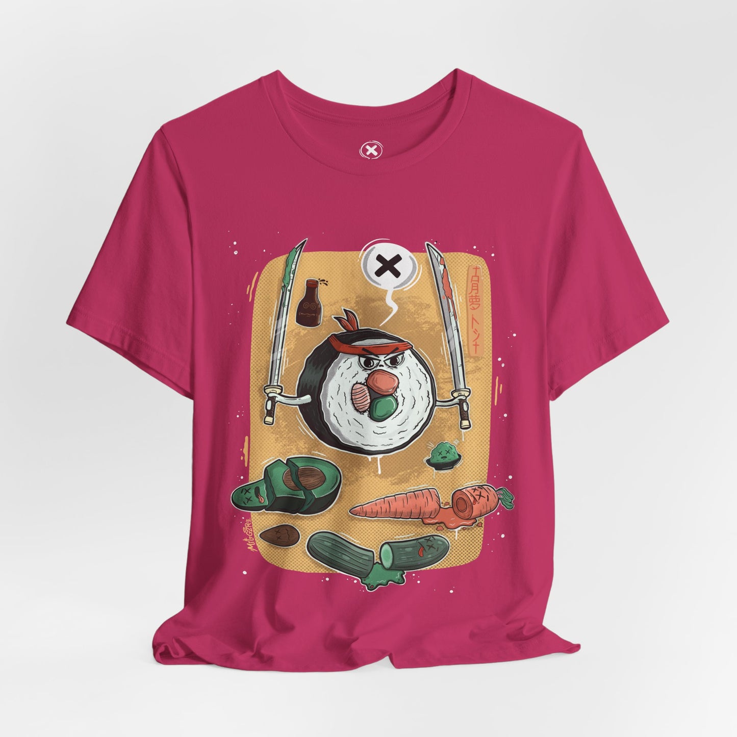 Angry Sushi unisex shirt | Funny Food Shirt | Samurai Cartoon Tee | Gift for Friends