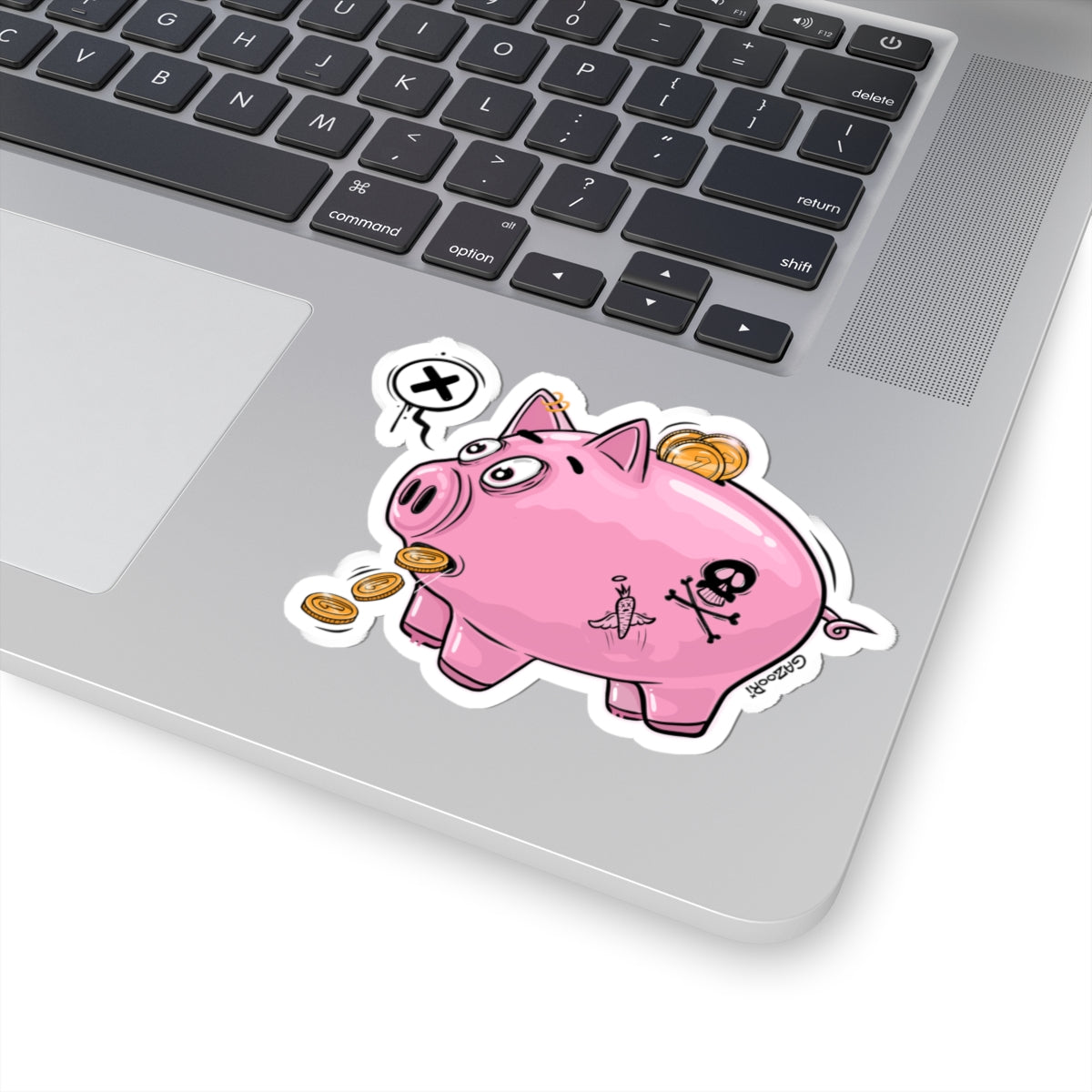 Piggy Bank Sticker | Funny Vinyl Sticker | Cartoon Laptop Decal | Street Art Style Accessory