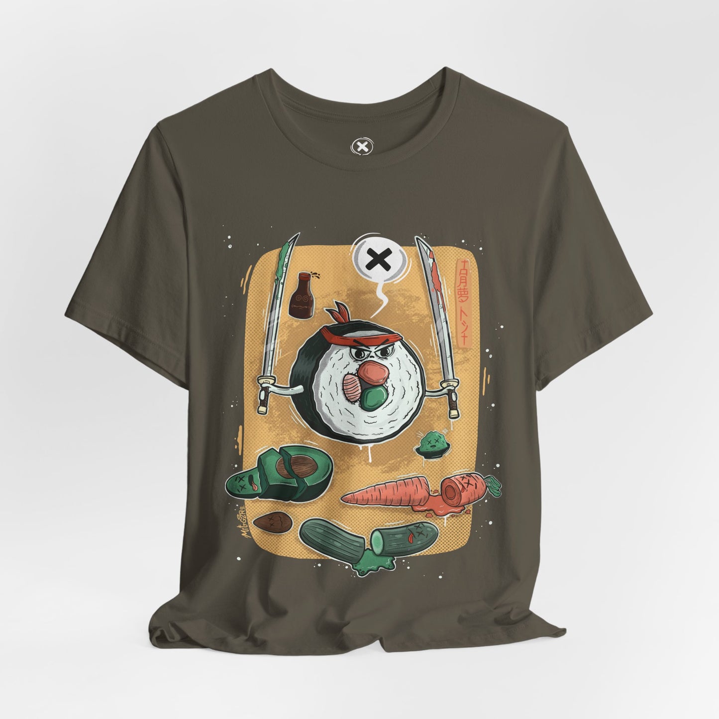 Angry Sushi unisex shirt | Funny Food Shirt | Samurai Cartoon Tee | Gift for Friends