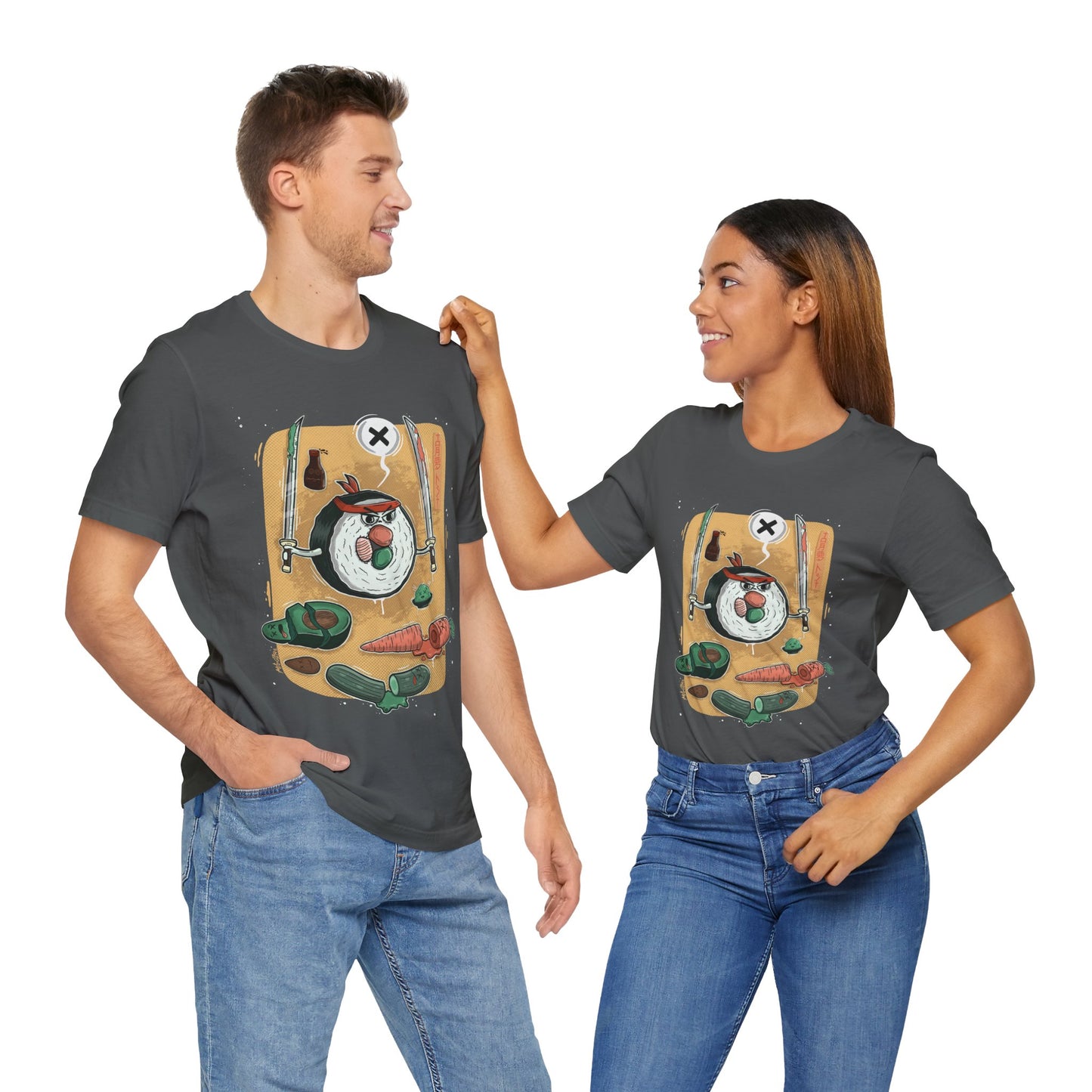 Angry Sushi unisex shirt | Funny Food Shirt | Samurai Cartoon Tee | Gift for Friends