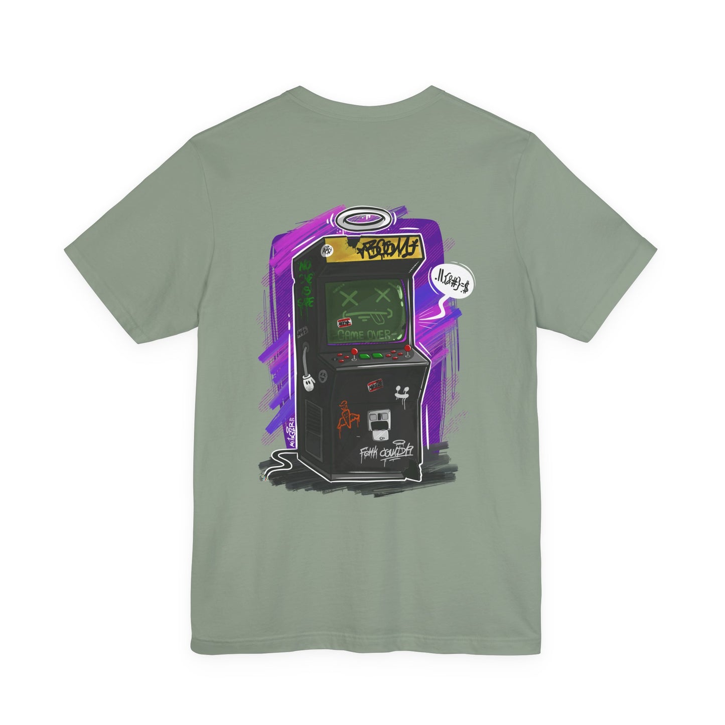 Game Over Arcade | gamer shirt | retro chaos tee | funny back print shirt | unisex streetwear