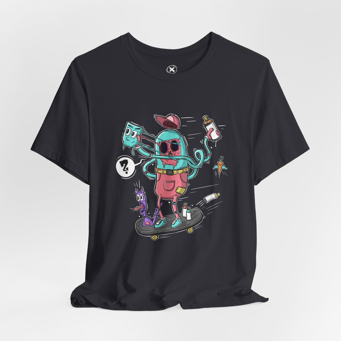 Mask Off Skater | Unisex Shirt | Streetwear | Cartoon Graphic Tee | Funny Gift