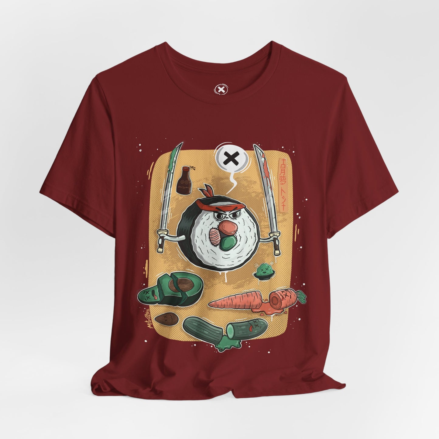 Angry Sushi unisex shirt | Funny Food Shirt | Samurai Cartoon Tee | Gift for Friends