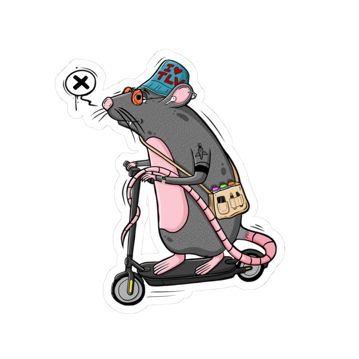 TLV Rat Sticker | Funny Vinyl Sticker | Cartoon Laptop Decal | Street Art Style Accessory