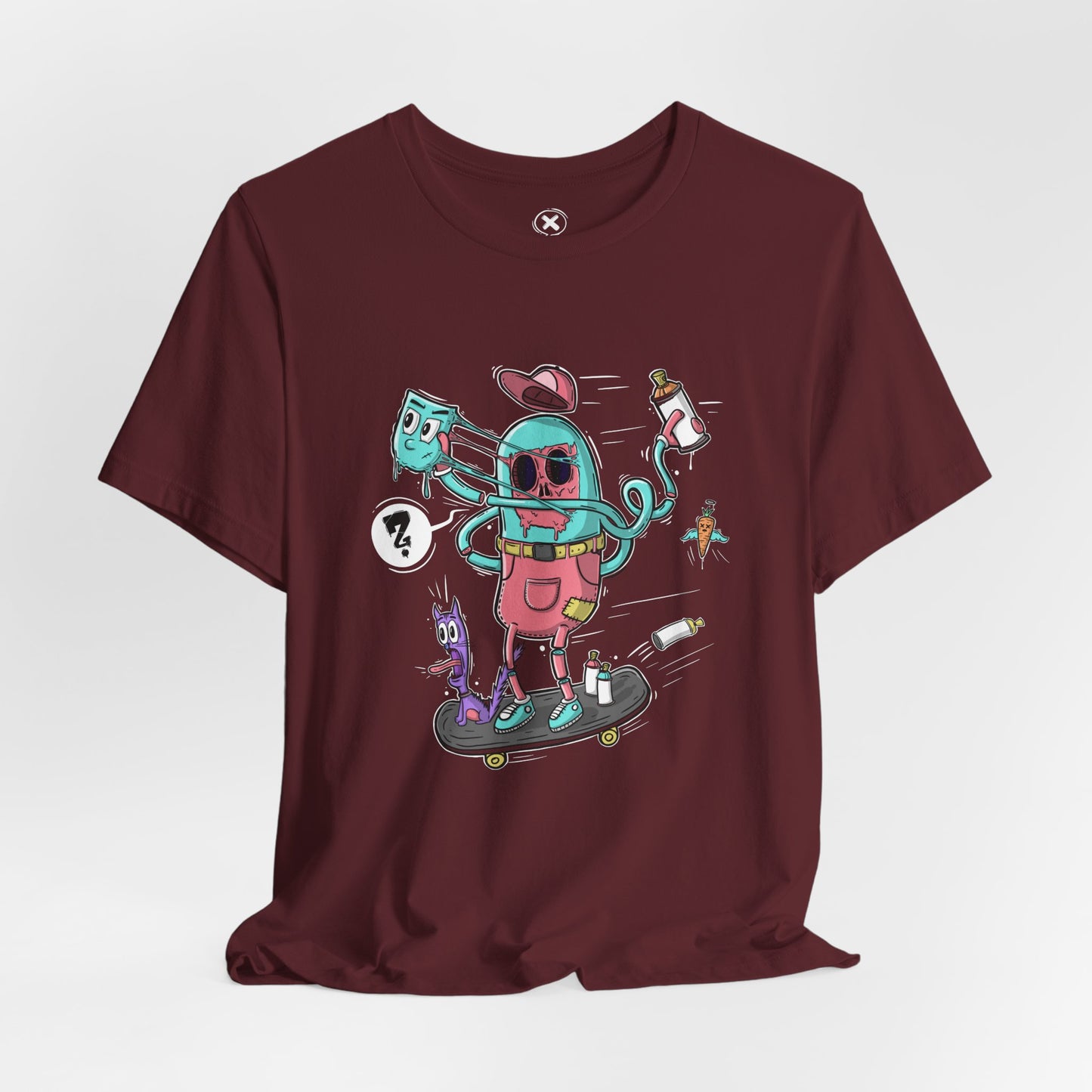 Mask Off Skater | Unisex Shirt | Streetwear | Cartoon Graphic Tee | Funny Gift