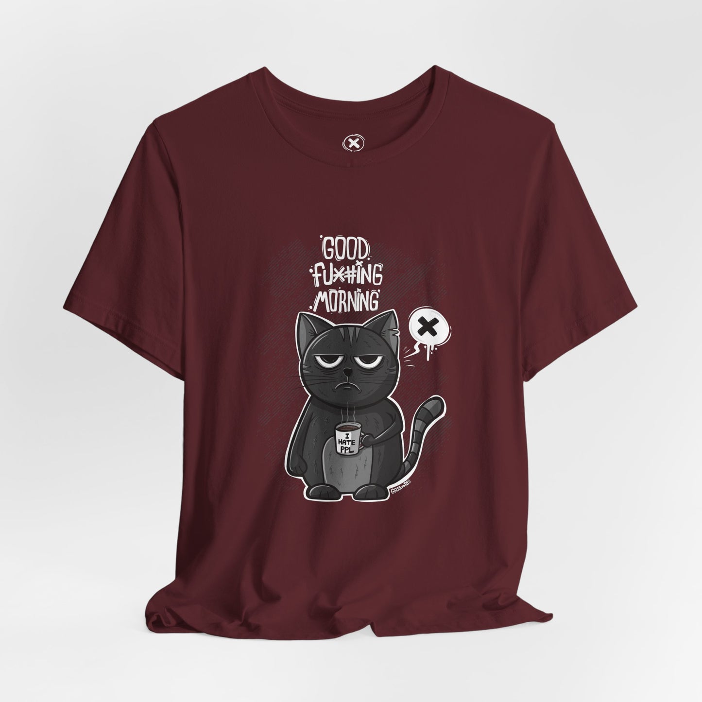 Grumpy Coffee Cat | Unisex Shirt | Streetwear | Cartoon Graphic Tee | Funny Gift