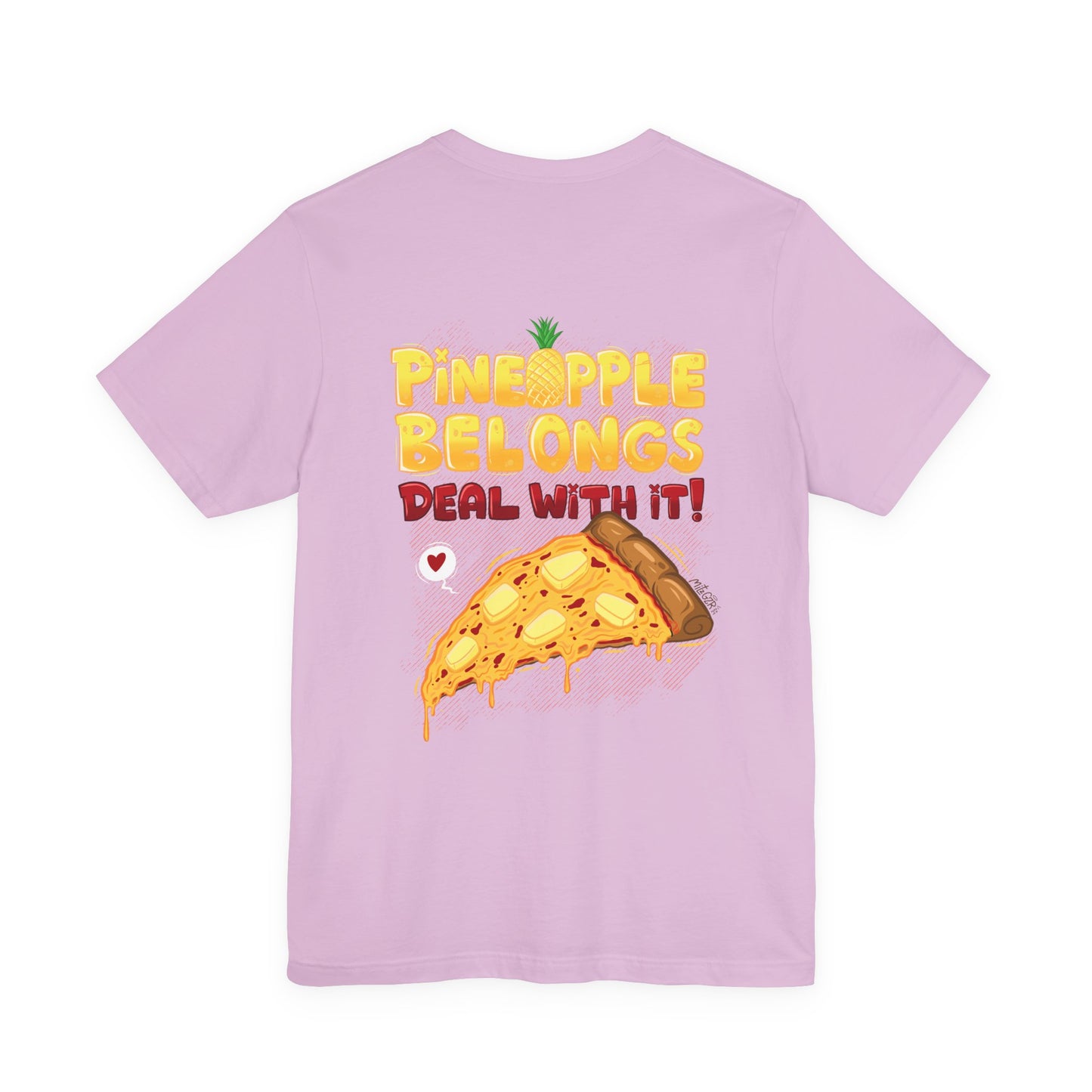 Pineapple Belongs | pizza shirt | funny back print tee | cartoon food T-shirt | unisex streetwear