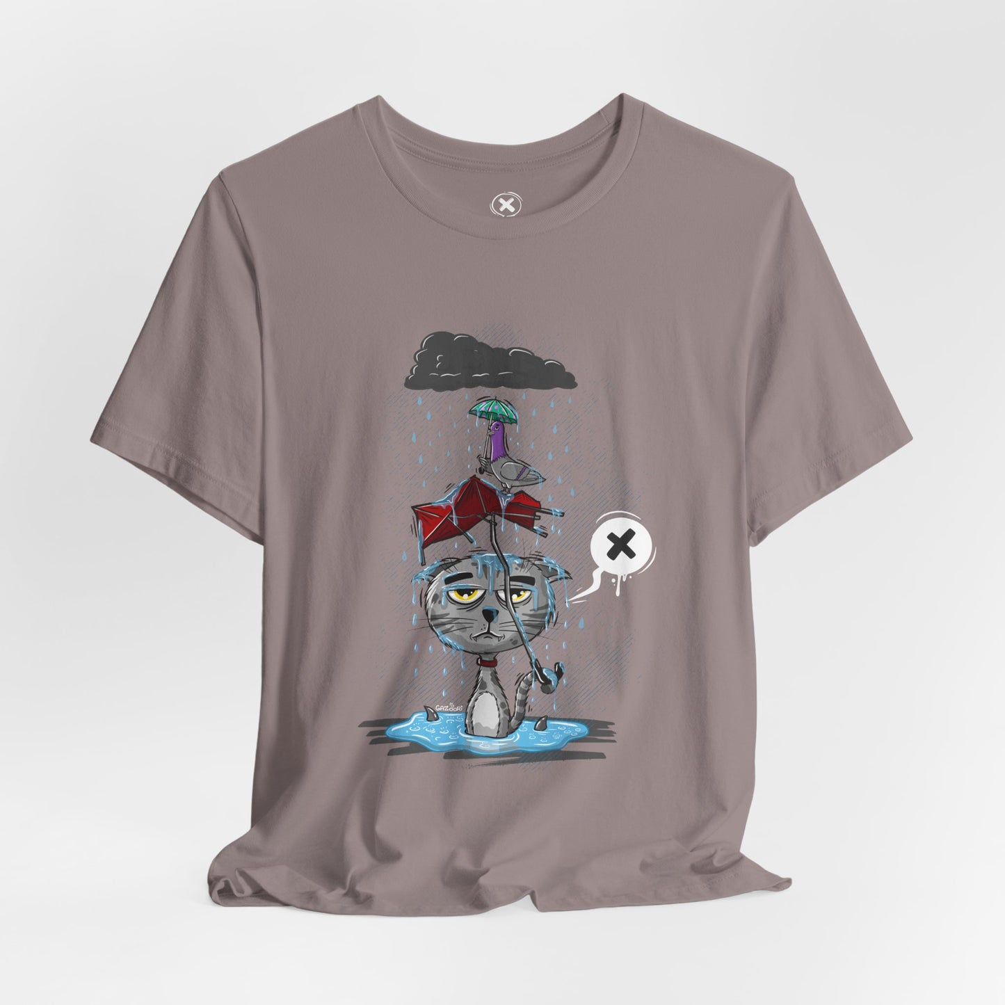 Grumpy Cat in the Rain | Unisex Shirt | Streetwear | Cartoon Graphic Tee | Funny Gift