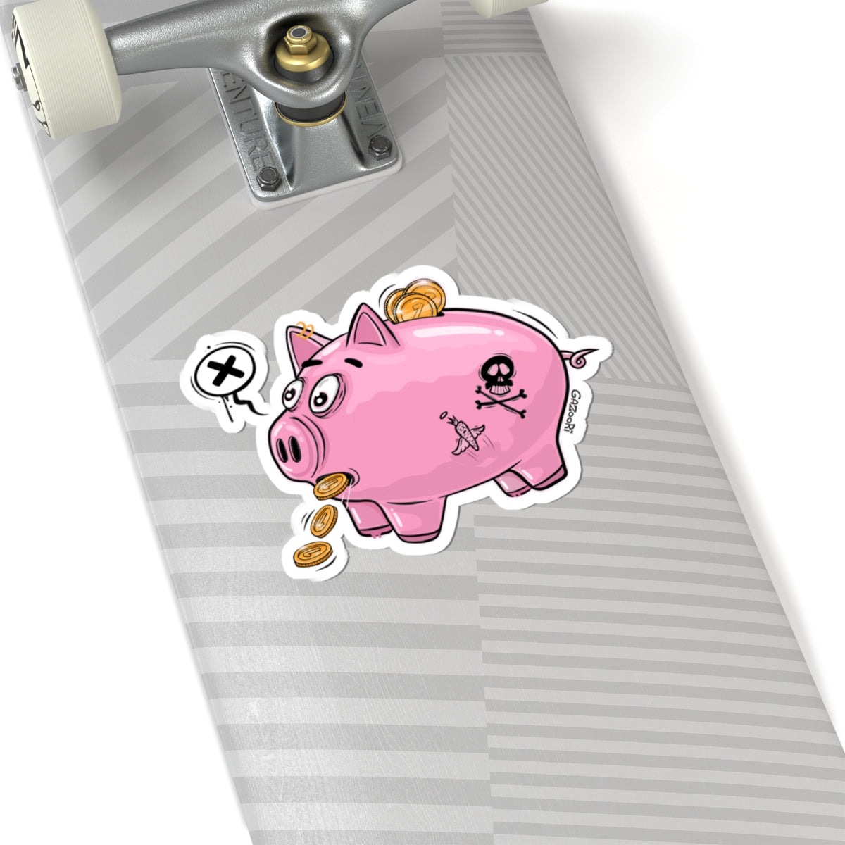 Piggy Bank Sticker | Funny Vinyl Sticker | Cartoon Laptop Decal | Street Art Style Accessory