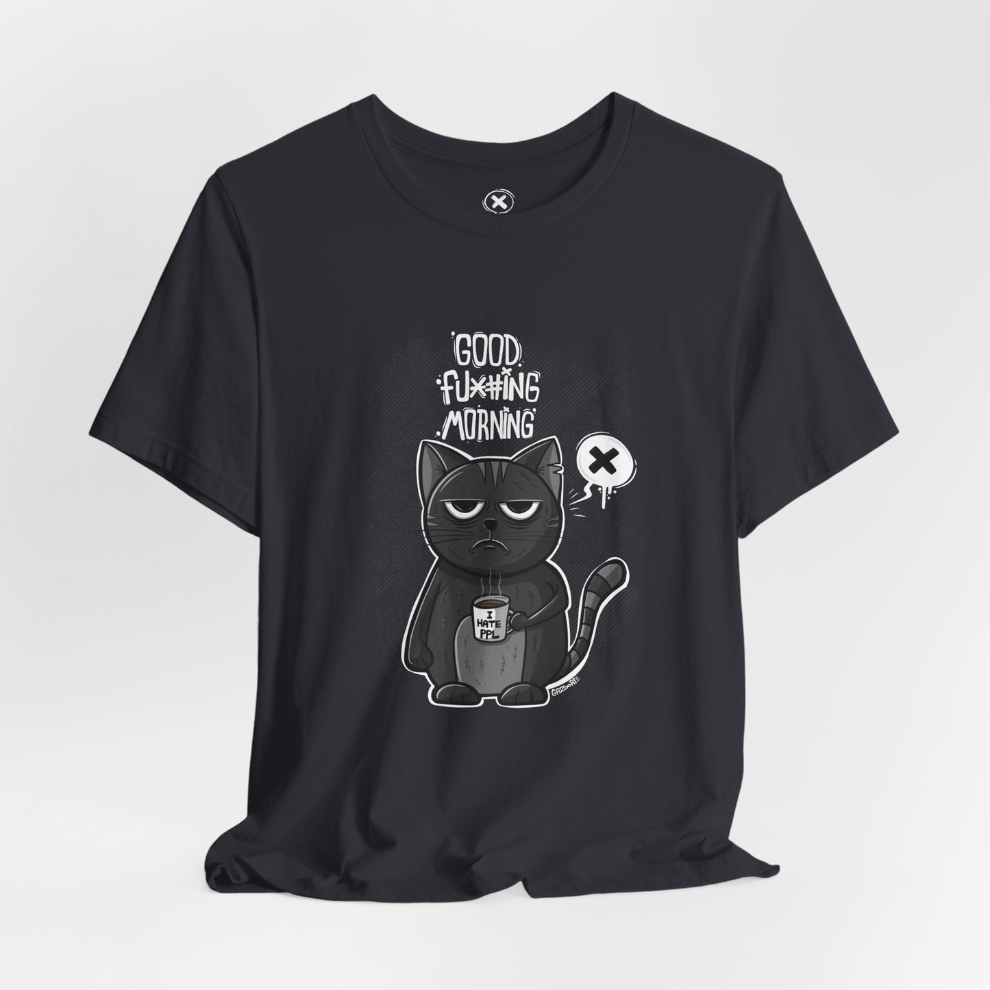 Grumpy Coffee Cat | Unisex Shirt | Streetwear | Cartoon Graphic Tee | Funny Gift