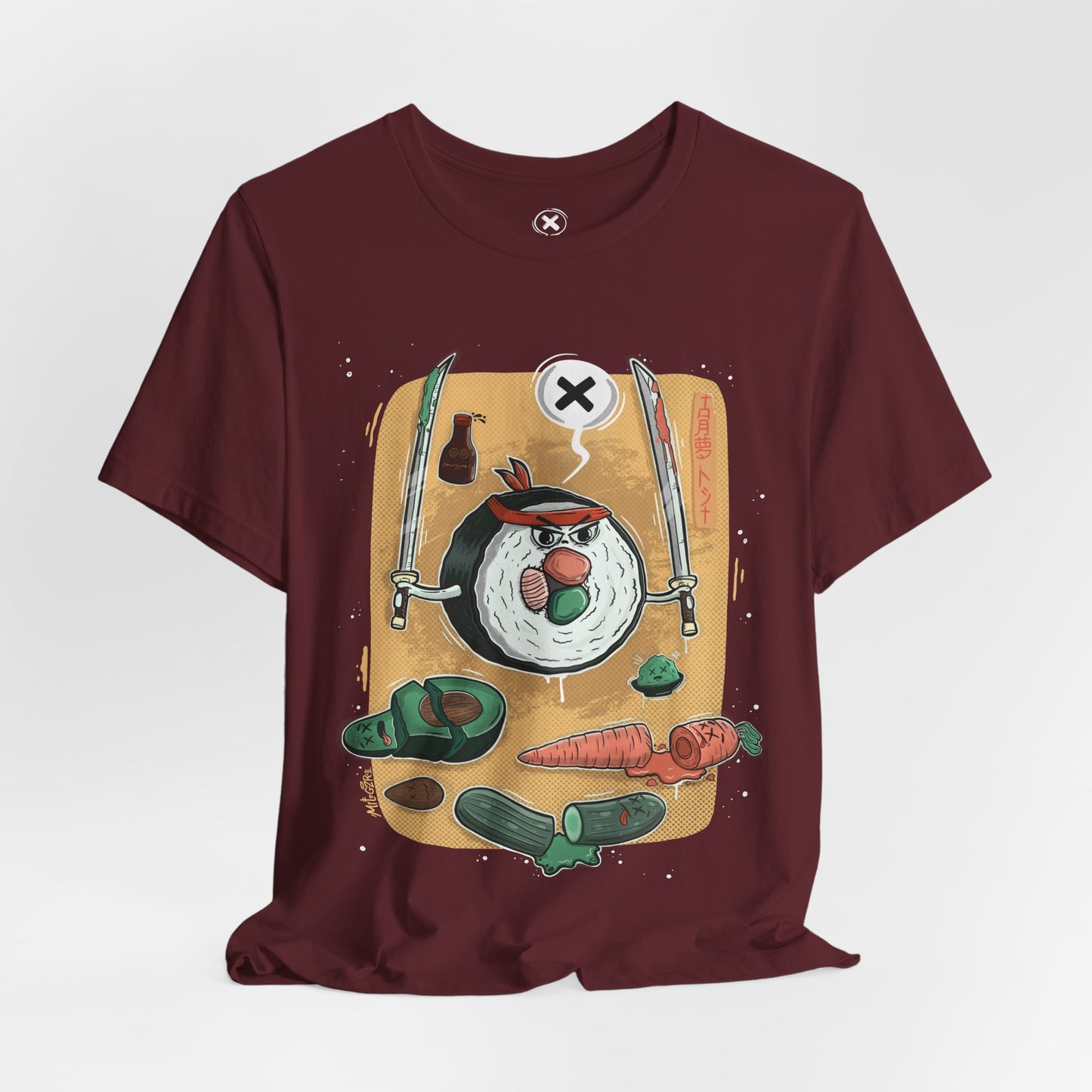 Angry Sushi unisex shirt | Funny Food Shirt | Samurai Cartoon Tee | Gift for Friends