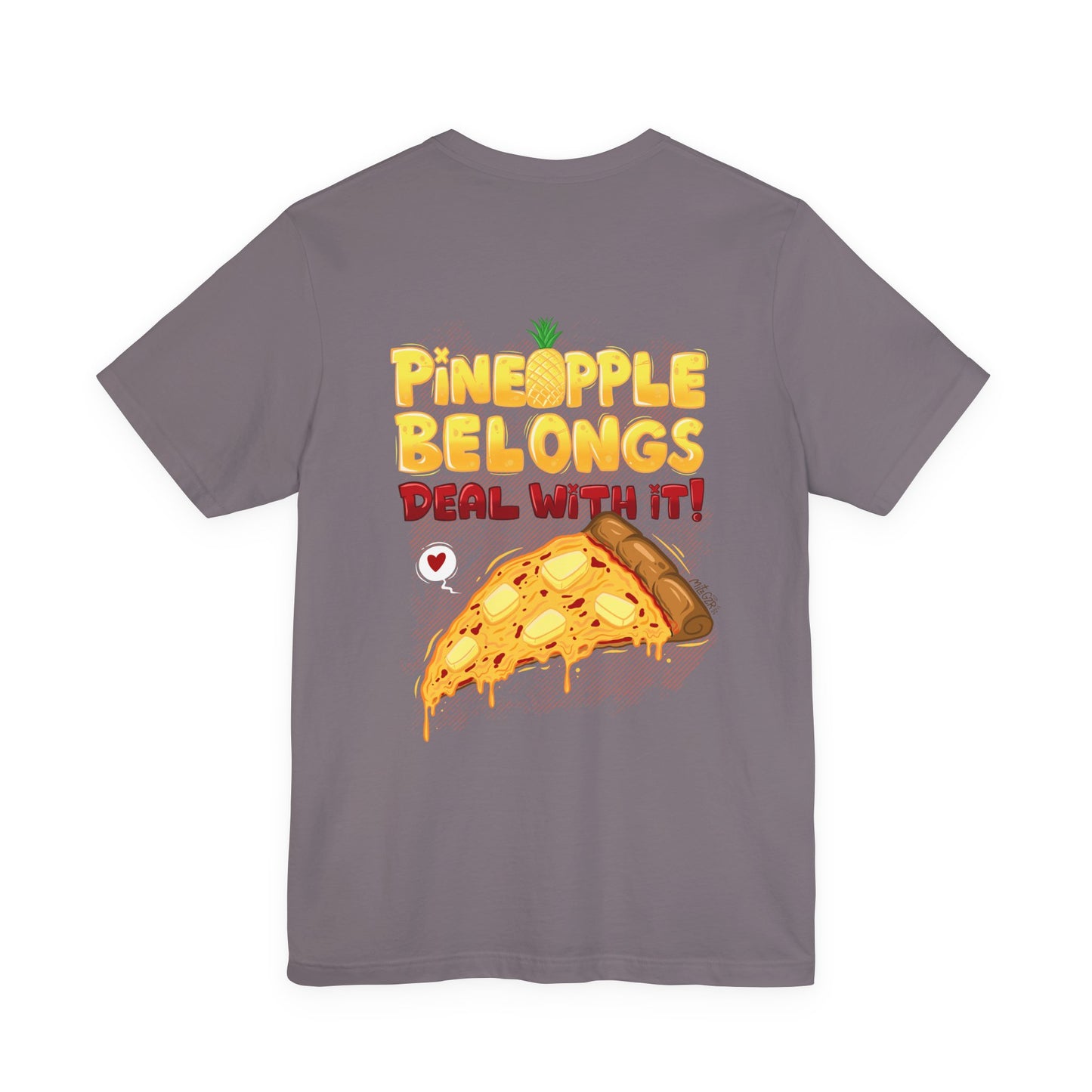 Pineapple Belongs | pizza shirt | funny back print tee | cartoon food T-shirt | unisex streetwear