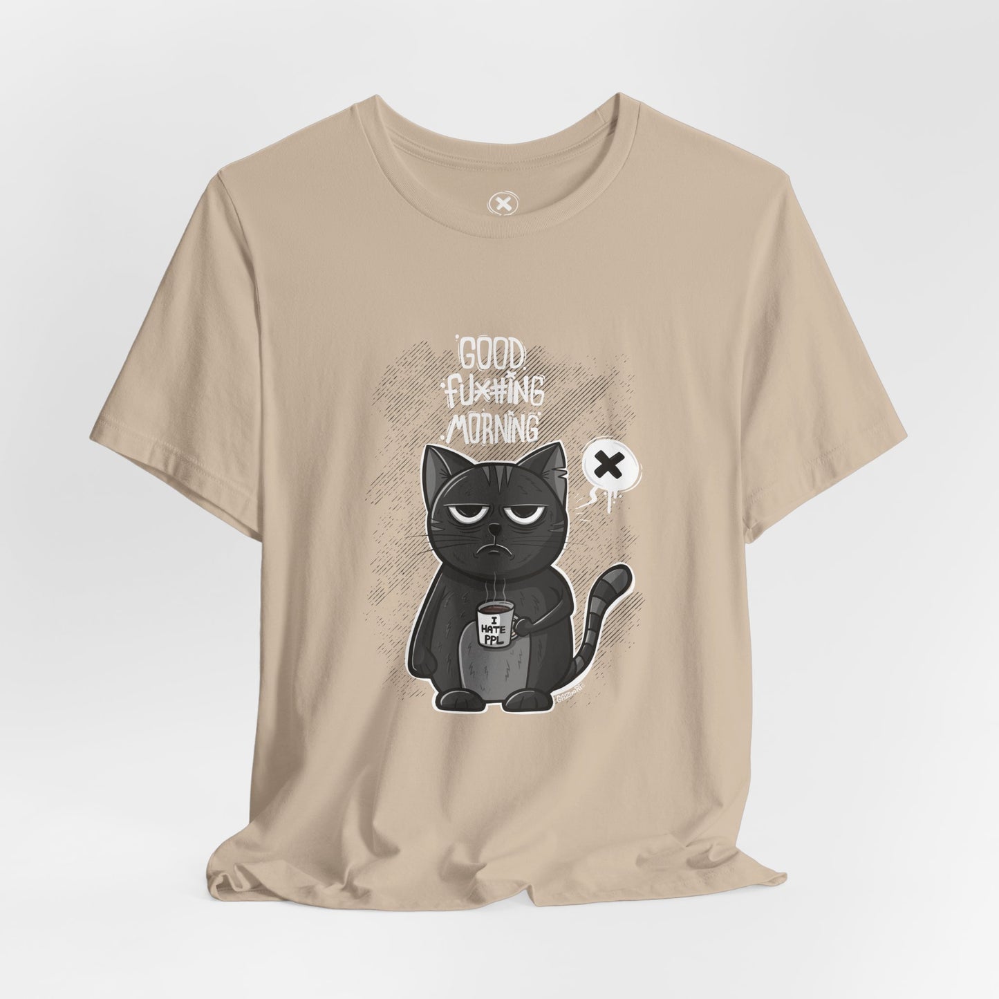 Grumpy Coffee Cat | Unisex Shirt | Streetwear | Cartoon Graphic Tee | Funny Gift
