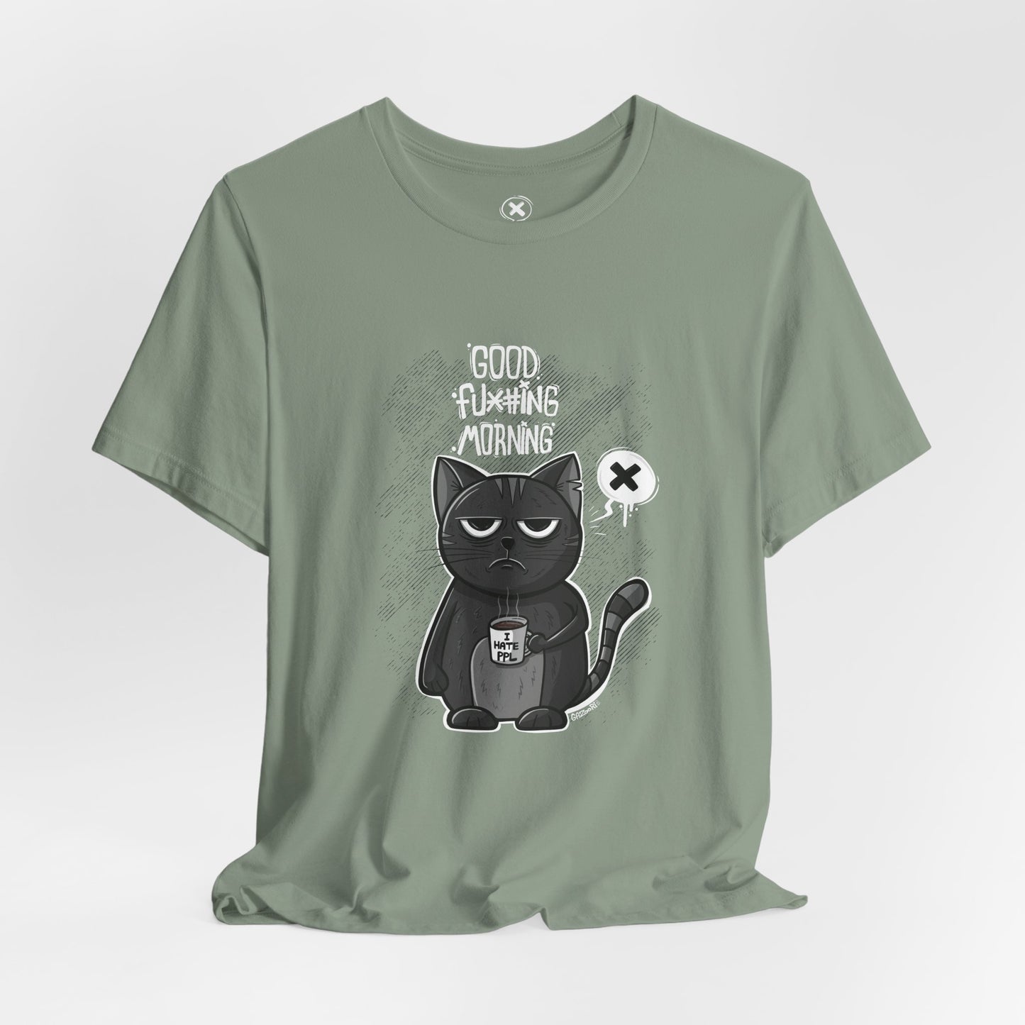 Grumpy Coffee Cat | Unisex Shirt | Streetwear | Cartoon Graphic Tee | Funny Gift