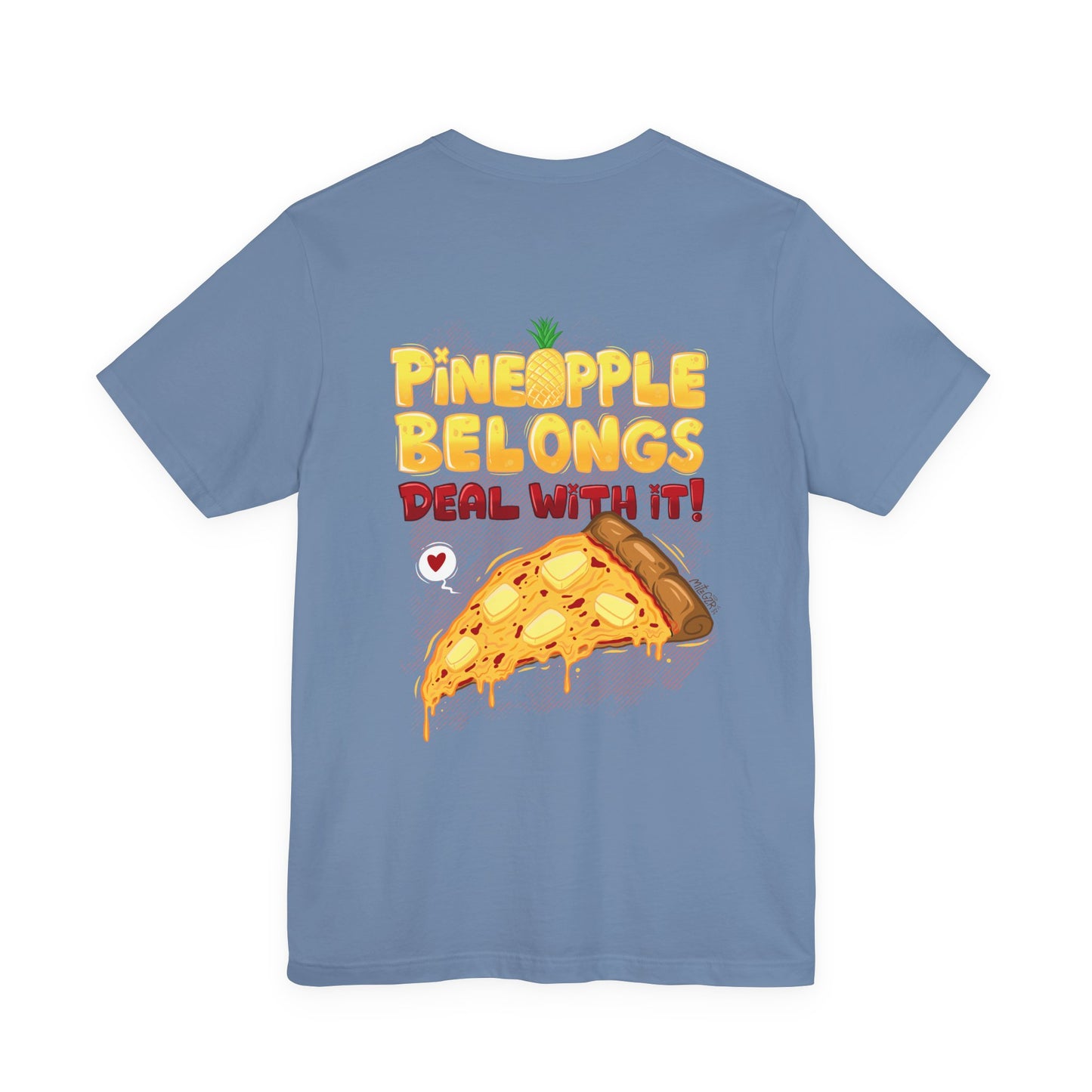 Pineapple Belongs | pizza shirt | funny back print tee | cartoon food T-shirt | unisex streetwear