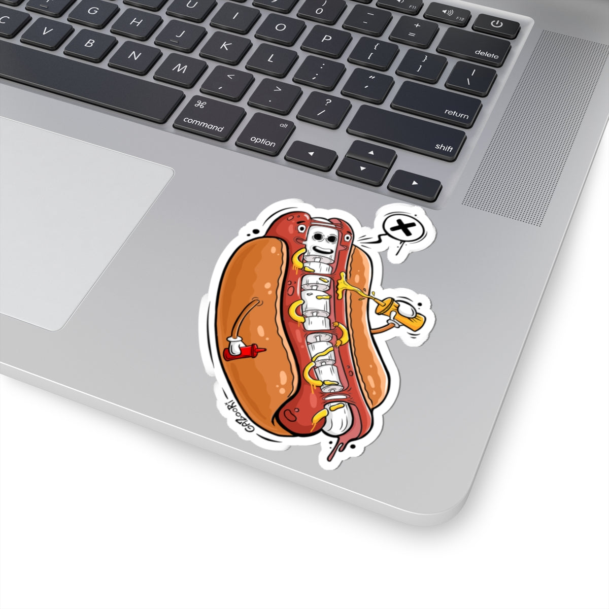 Hot Dog Skeleton Sticker | Funny Vinyl Sticker | Cartoon Laptop Decal | Street Art Style Accessory