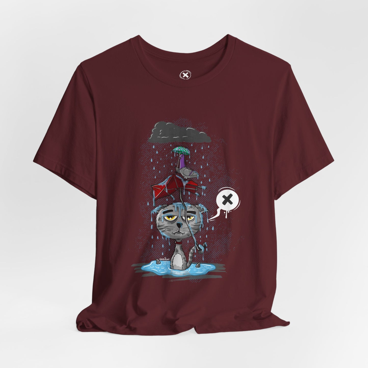 Grumpy Cat in the Rain | Unisex Shirt | Streetwear | Cartoon Graphic Tee | Funny Gift