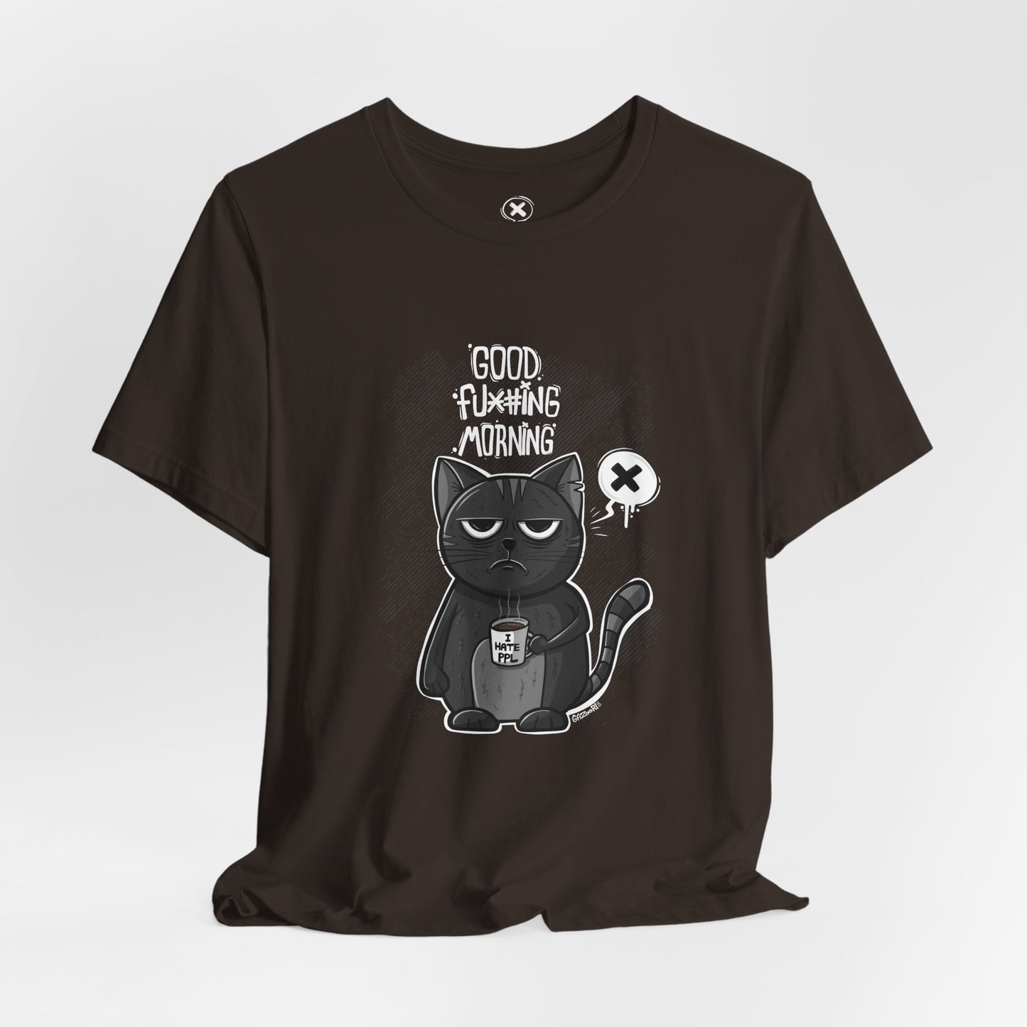 Grumpy Coffee Cat | Unisex Shirt | Streetwear | Cartoon Graphic Tee | Funny Gift