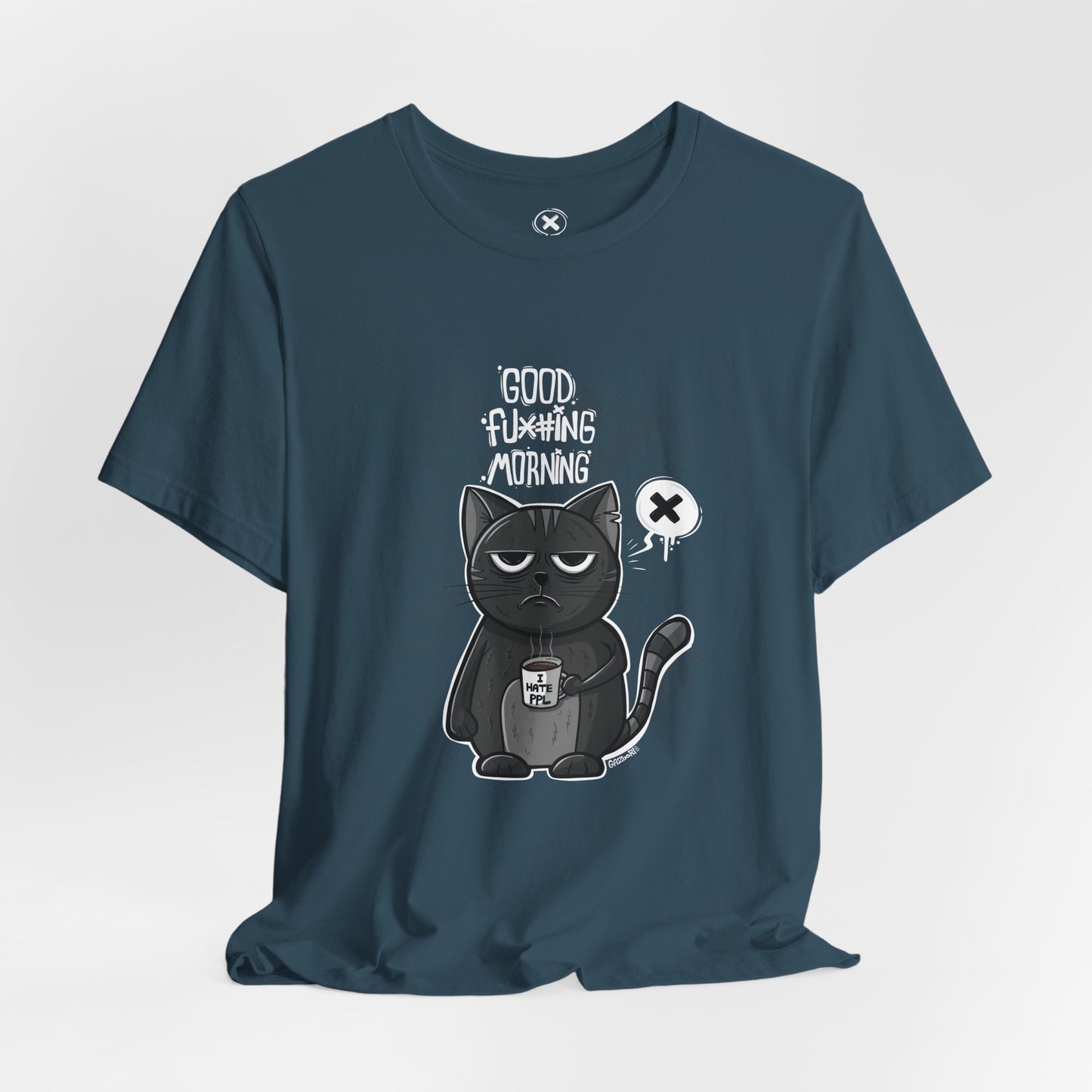 Grumpy Coffee Cat | Unisex Shirt | Streetwear | Cartoon Graphic Tee | Funny Gift