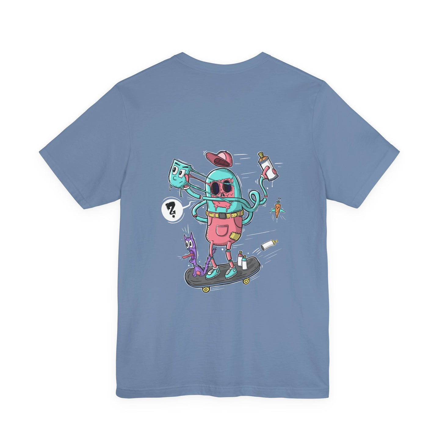 Skate or Drip | back print shirt | funny cartoon tee | unisex streetwear | weird graphic T-shirt