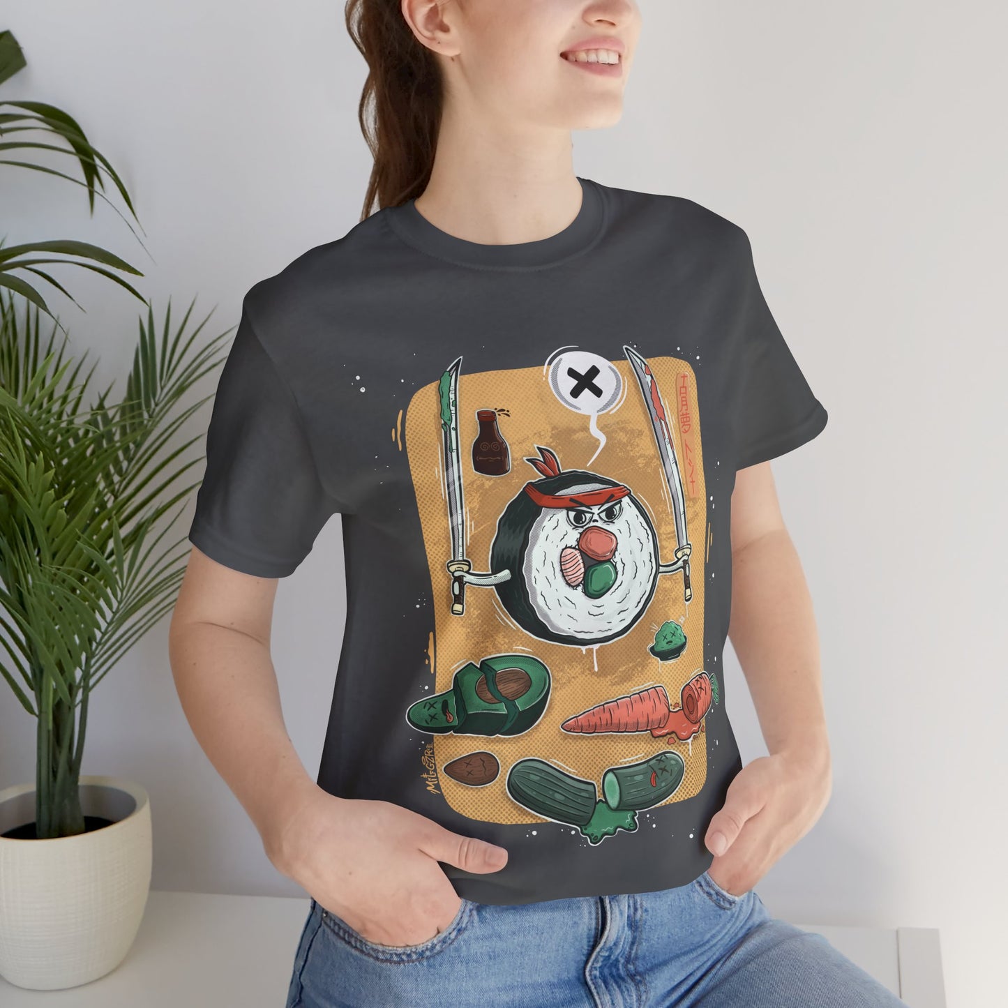 Angry Sushi unisex shirt | Funny Food Shirt | Samurai Cartoon Tee | Gift for Friends