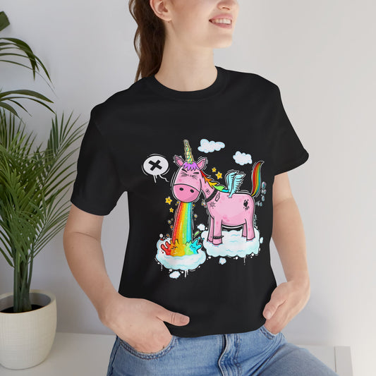 Puking Unicorn | Unisex Shirt | Streetwear | Cartoon Graphic Tee | Funny Gift