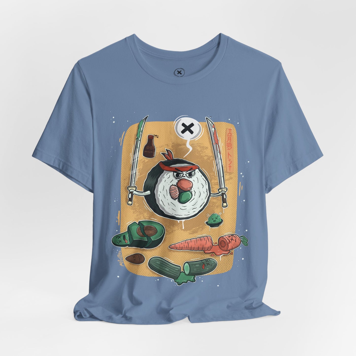 Angry Sushi unisex shirt | Funny Food Shirt | Samurai Cartoon Tee | Gift for Friends