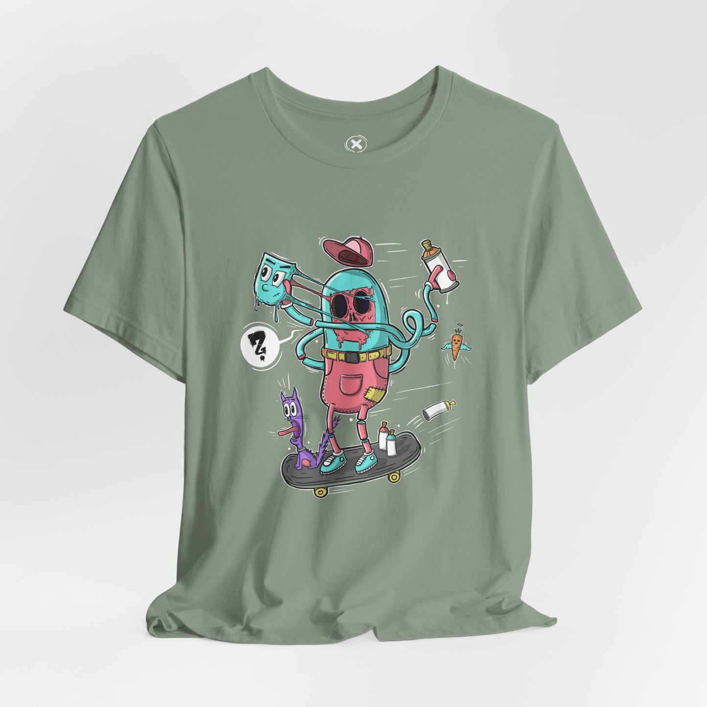 Mask Off Skater | Unisex Shirt | Streetwear | Cartoon Graphic Tee | Funny Gift
