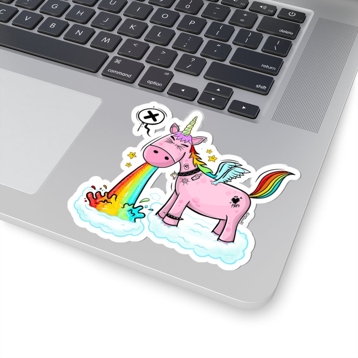 Rainbow Unicorn Sticker | Funny Vinyl Sticker | Cartoon Laptop Decal | Street Art Style Accessory
