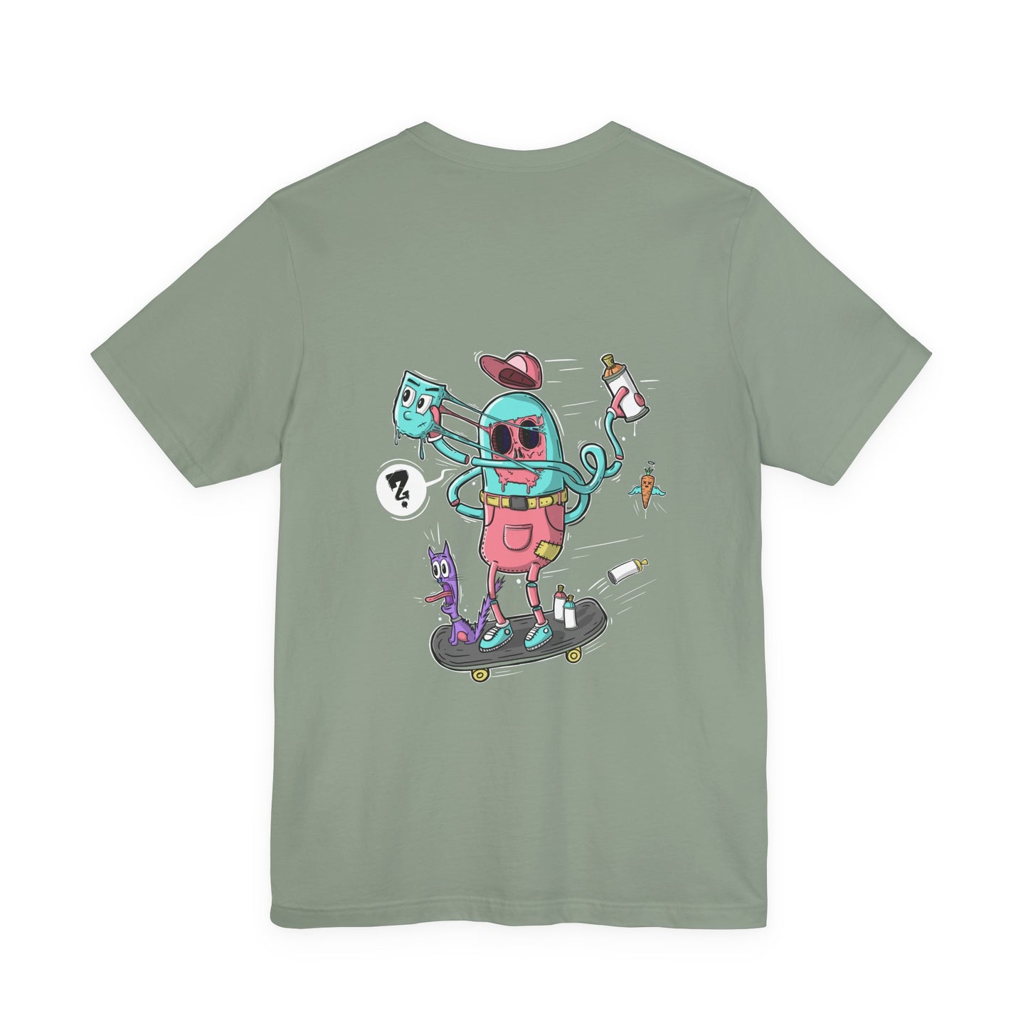 Skate or Drip | back print shirt | funny cartoon tee | unisex streetwear | weird graphic T-shirt