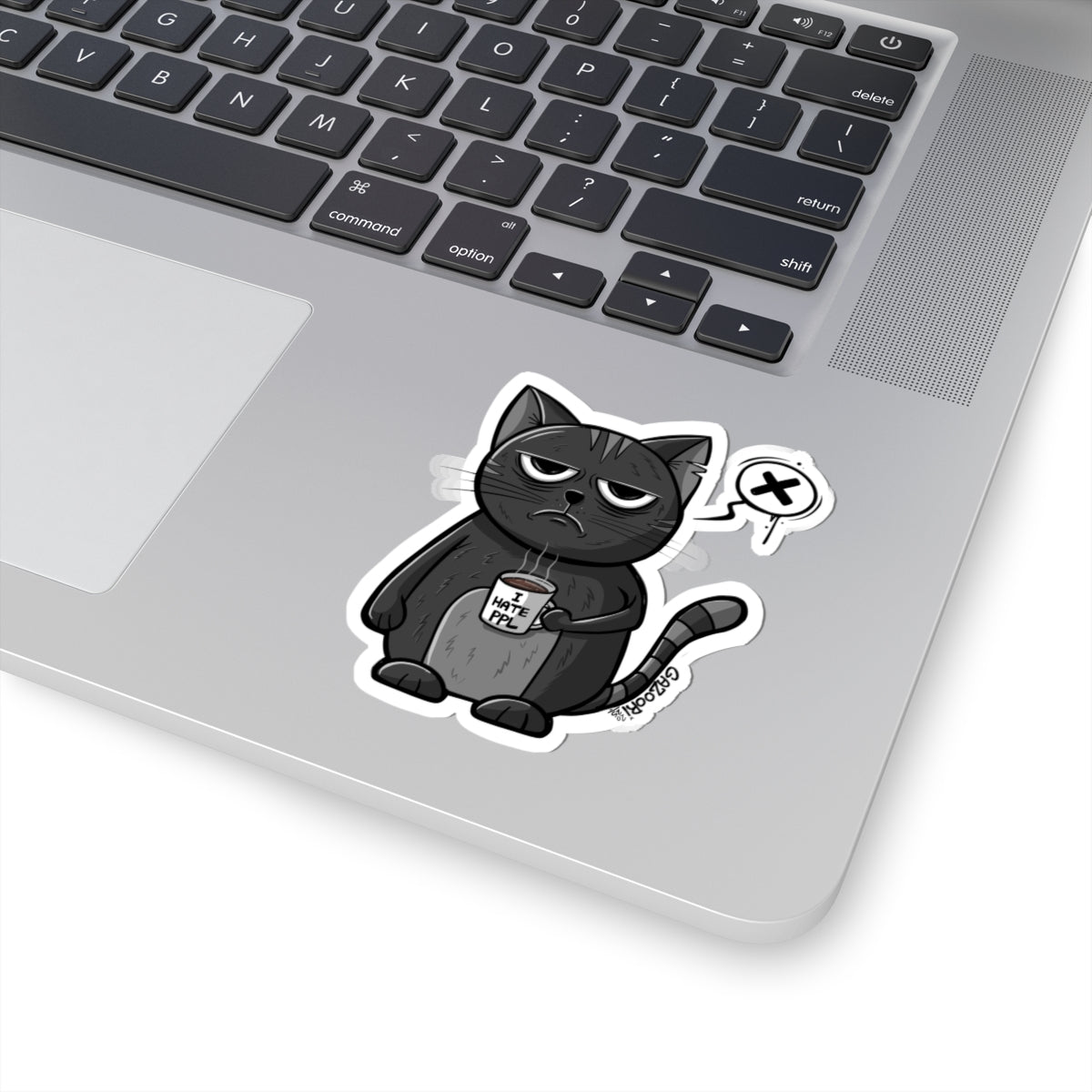 Grumpy Cat Sticker | Funny Vinyl Sticker | Cartoon Laptop Decal | Street Art Style Accessory