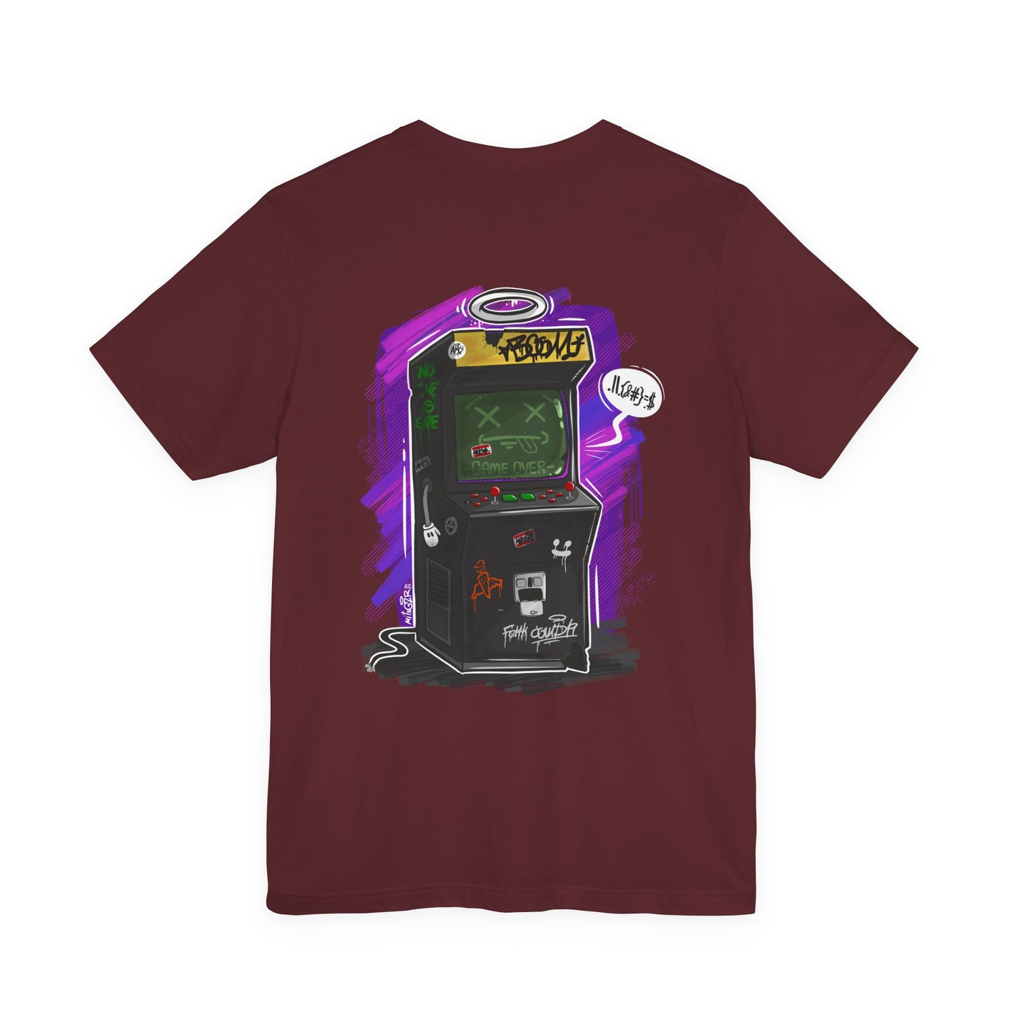 Game Over Arcade | gamer shirt | retro chaos tee | funny back print shirt | unisex streetwear