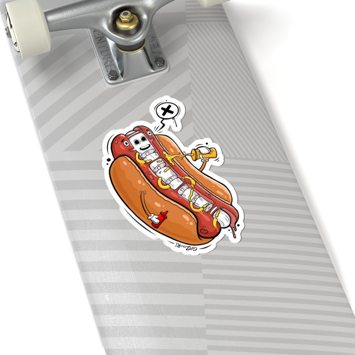 Hot Dog Skeleton Sticker | Funny Vinyl Sticker | Cartoon Laptop Decal | Street Art Style Accessory