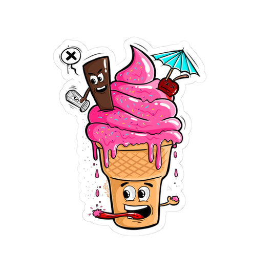 Ice Cream Chaos Sticker | Funny Vinyl Sticker | Cartoon Laptop Decal | Street Art Style Accessory