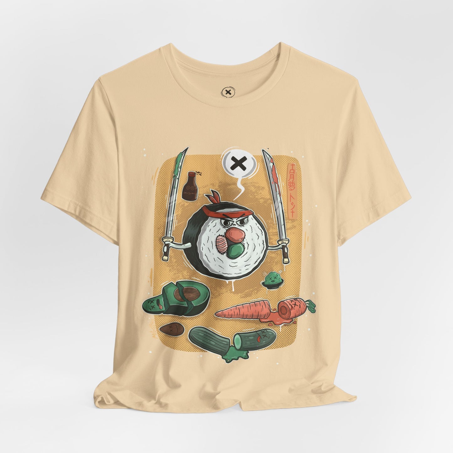 Angry Sushi unisex shirt | Funny Food Shirt | Samurai Cartoon Tee | Gift for Friends