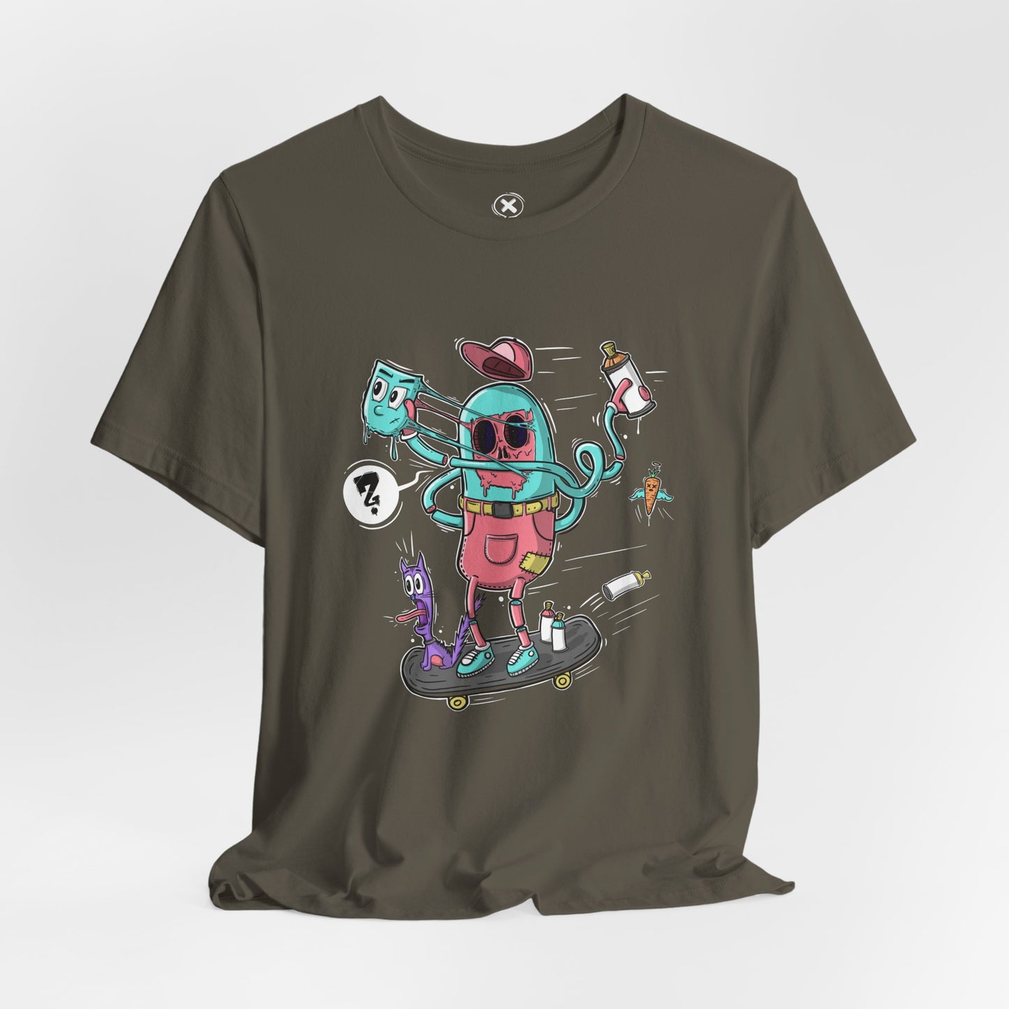 Mask Off Skater | Unisex Shirt | Streetwear | Cartoon Graphic Tee | Funny Gift
