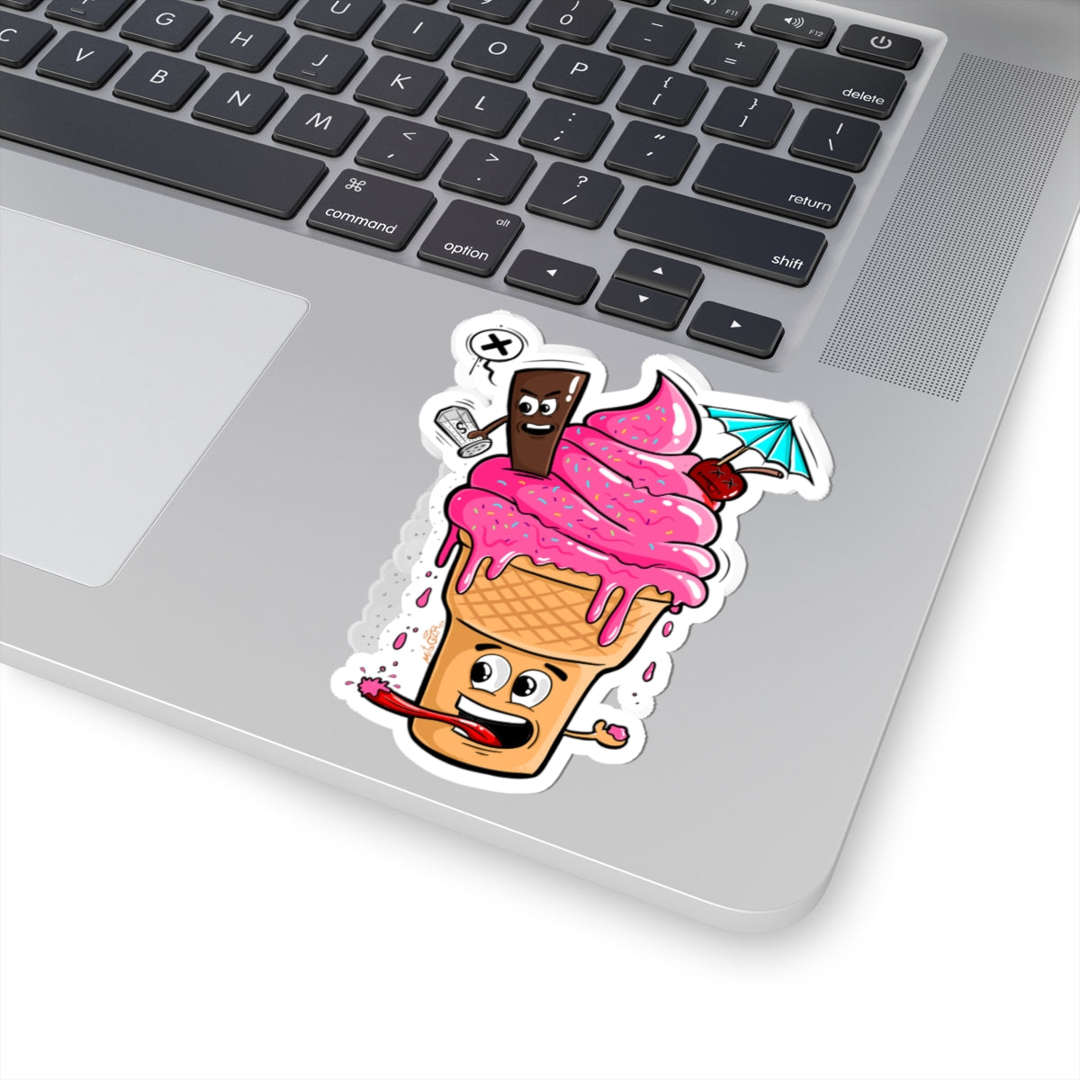 Ice Cream Chaos Sticker | Funny Vinyl Sticker | Cartoon Laptop Decal | Street Art Style Accessory