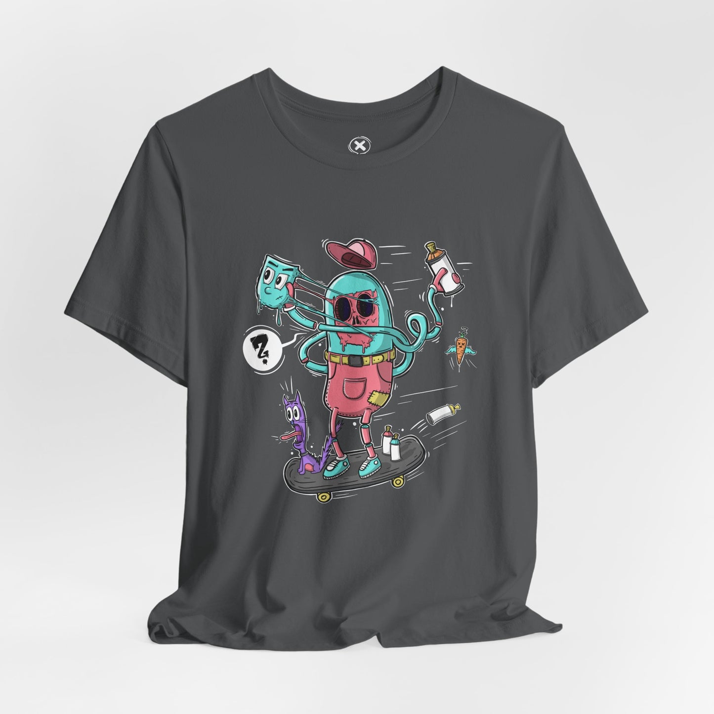 Mask Off Skater | Unisex Shirt | Streetwear | Cartoon Graphic Tee | Funny Gift
