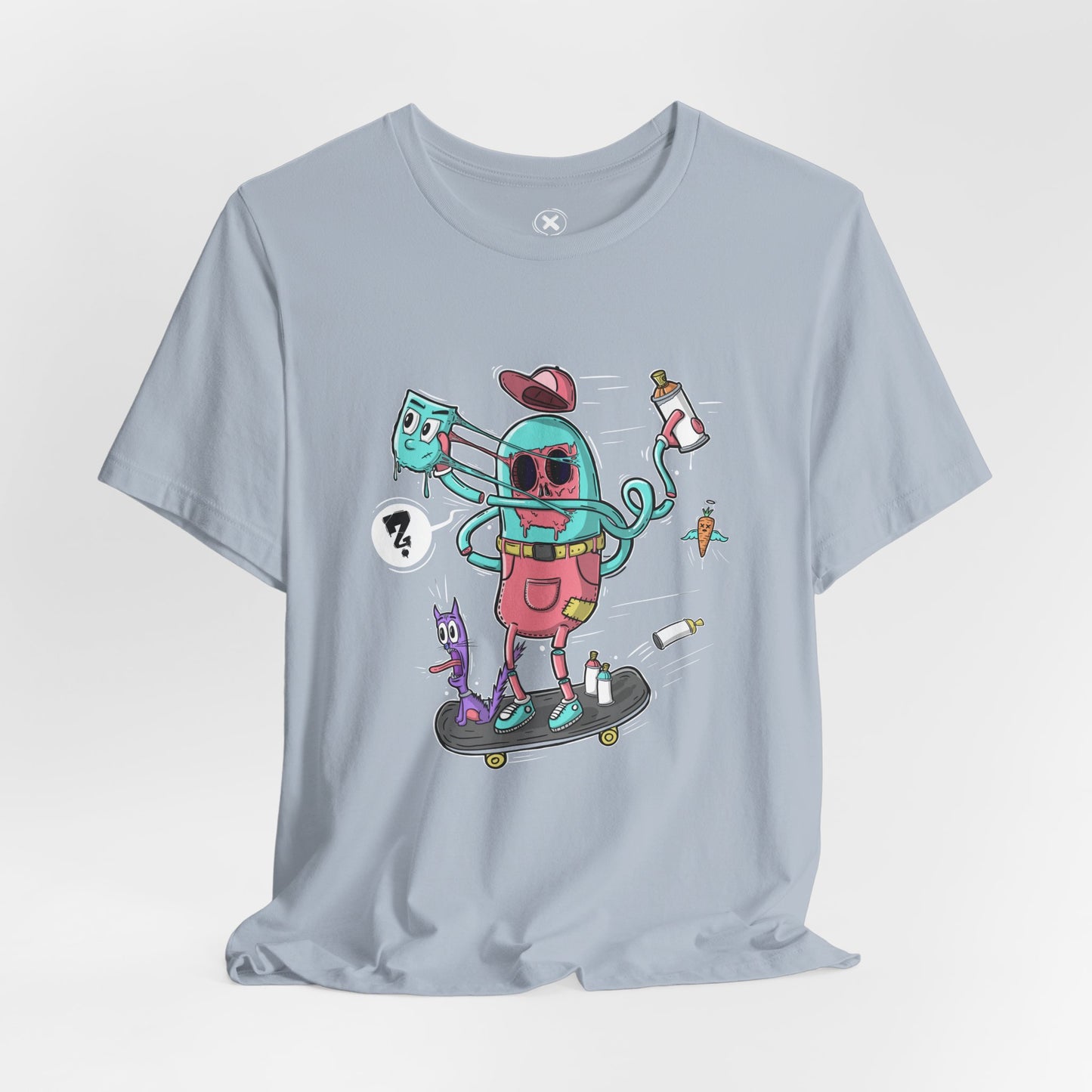 Mask Off Skater | Unisex Shirt | Streetwear | Cartoon Graphic Tee | Funny Gift