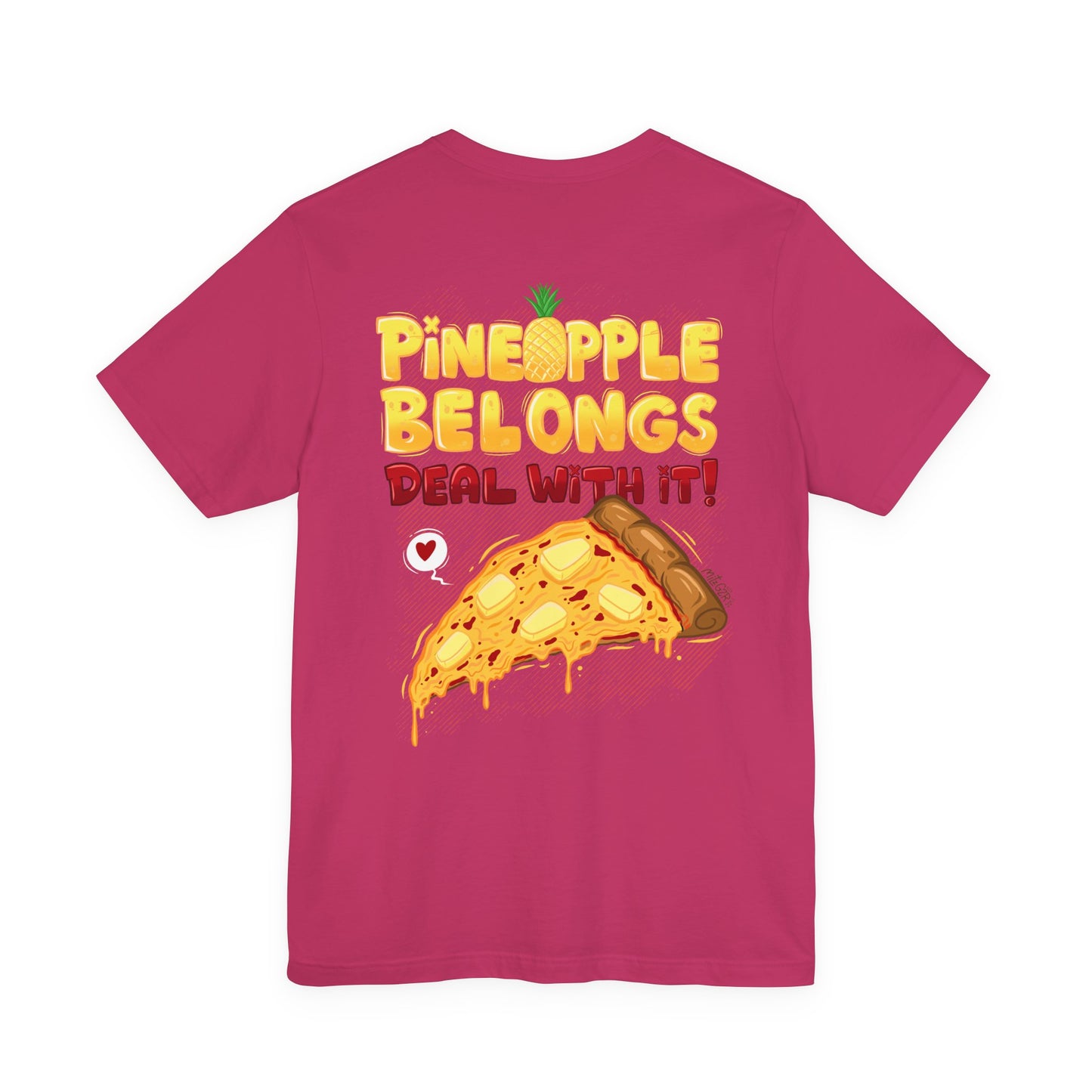 Pineapple Belongs | pizza shirt | funny back print tee | cartoon food T-shirt | unisex streetwear
