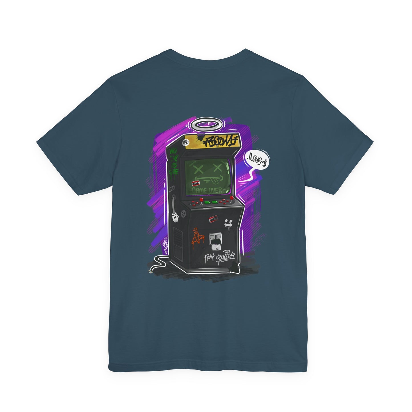 Game Over Arcade | gamer shirt | retro chaos tee | funny back print shirt | unisex streetwear