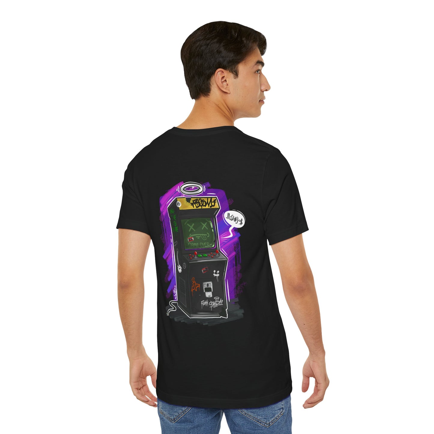 Game Over Arcade | gamer shirt | retro chaos tee | funny back print shirt | unisex streetwear
