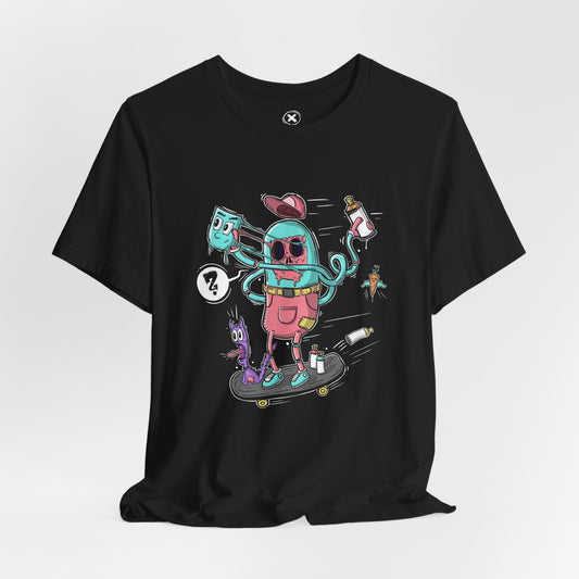 Mask Off Skater | Unisex Shirt | Streetwear | Cartoon Graphic Tee | Funny Gift
