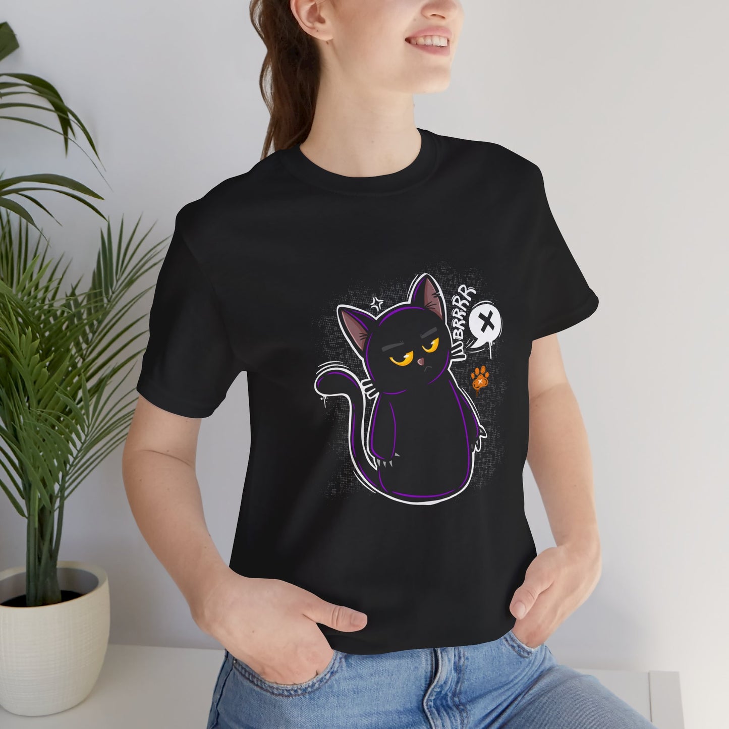 Grumpy Black Cat | Unisex Shirt | Streetwear | Cartoon Graphic Tee | Funny Gift
