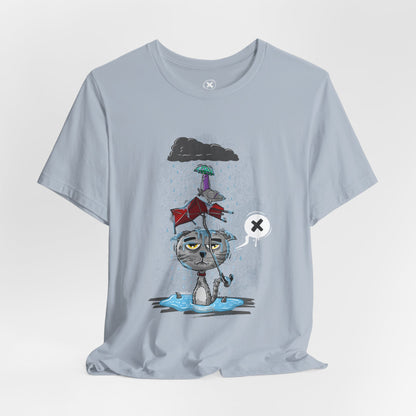 Grumpy Cat in the Rain | Unisex Shirt | Streetwear | Cartoon Graphic Tee | Funny Gift