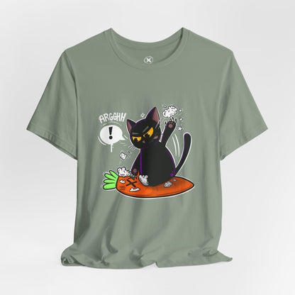Angry Cat vs Carrot | Unisex Shirt | Streetwear | Cartoon Graphic Tee | Funny Gift