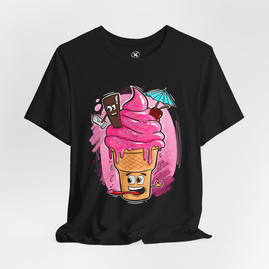 Crazy Ice Cream Cone | Unisex Shirt | Streetwear | Cartoon Graphic Tee | Funny Gift